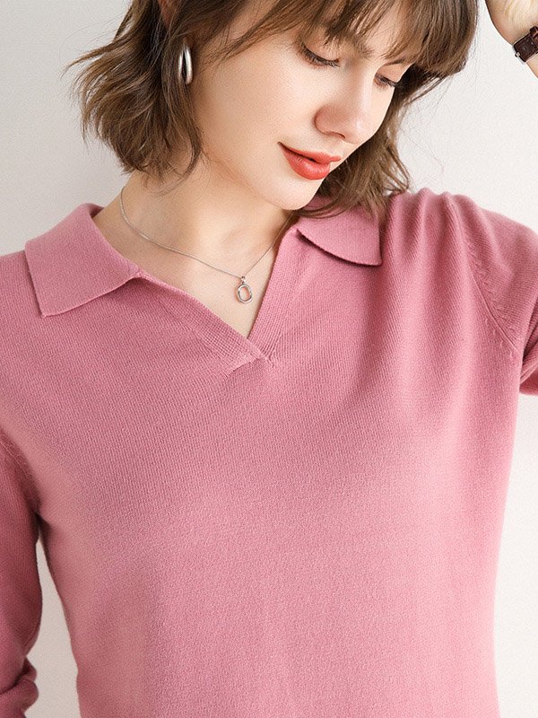 Pink Polo Knit Sweaters