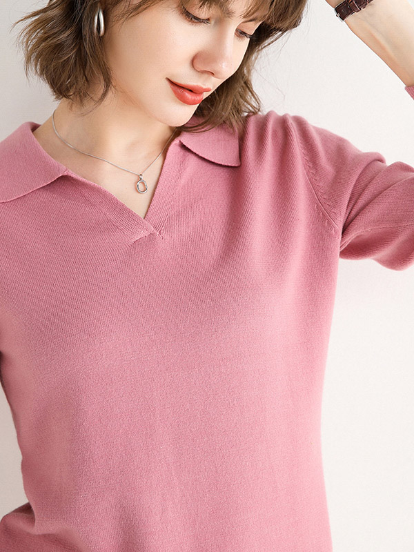 Pink Polo Knit Sweaters