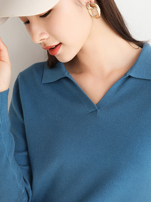 Blue Polo Knit Sweaters