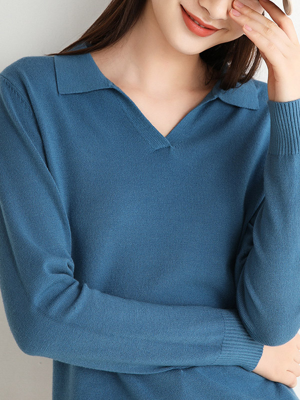 Blue Polo Knit Sweaters