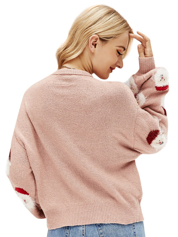 Pink Santa Head Knit Sweaters