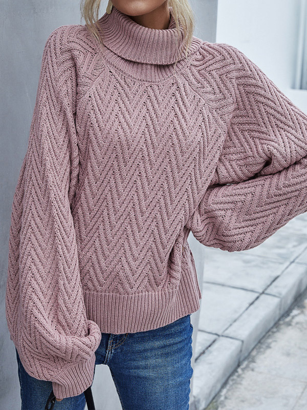 Pink Lantern Sleeves Heavy Knitted Sweaters