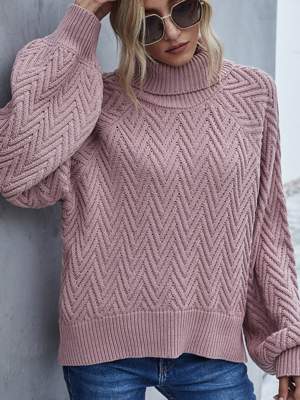 Pink Lantern Sleeves Heavy Knitted Sweaters