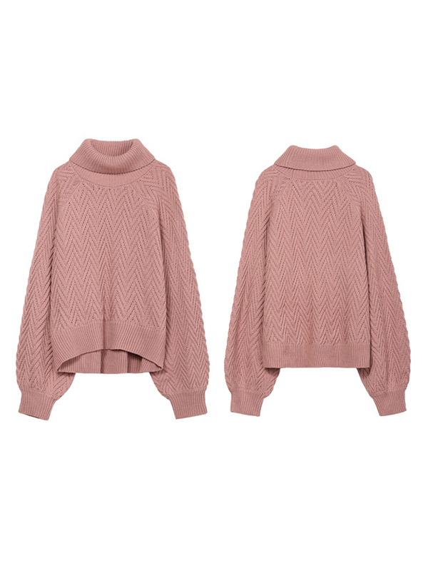 Pink Lantern Sleeves Heavy Knitted Sweaters