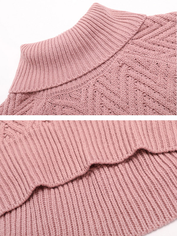 Pink Lantern Sleeves Heavy Knitted Sweaters