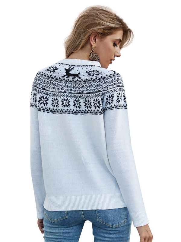 White Christmas Deer Knit Sweaters