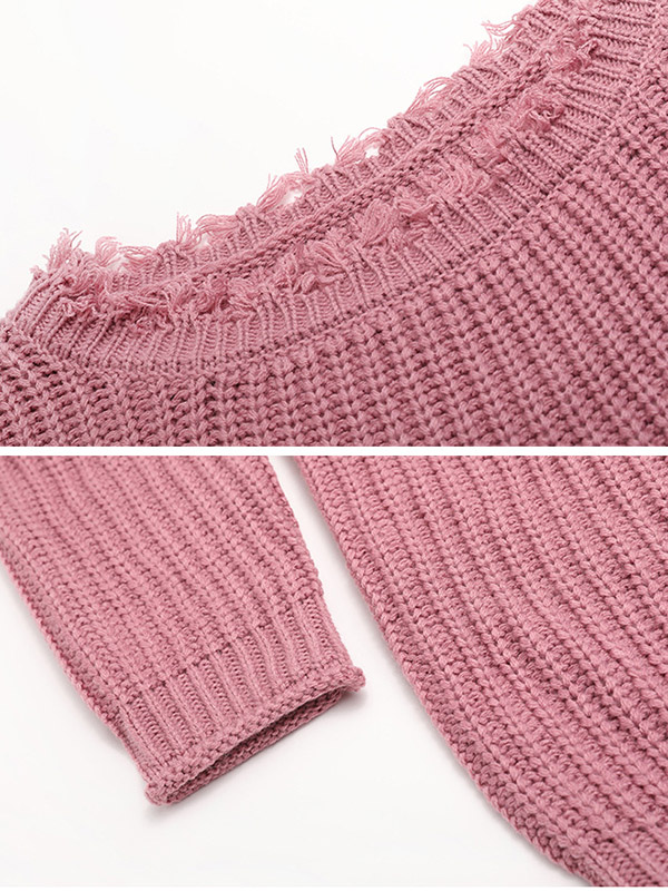 Pink Off The Shoulder Knit Sweaters