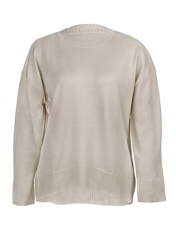 Khaki Casual Solid Color Knit Sweaters