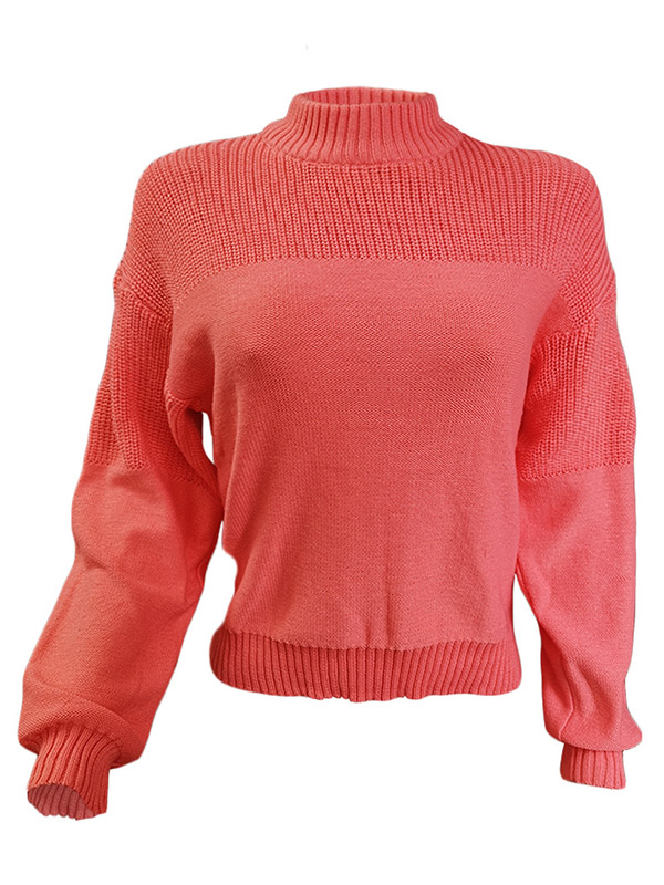 Pink Round Neck Fashionable Knit Sweaters