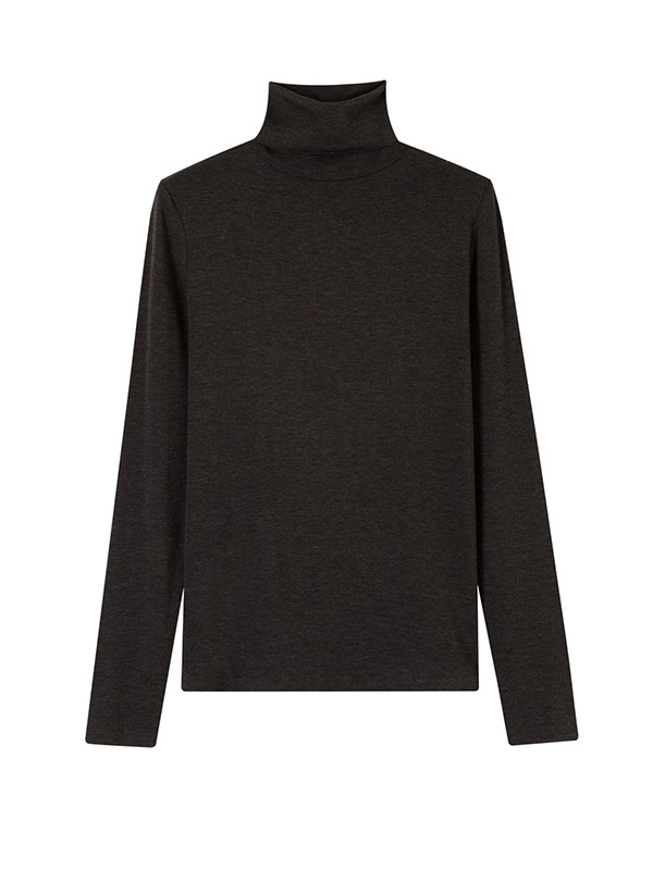 Black Funnel Neck Base Fine Knitted Sweaters