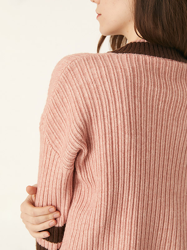 Pink V-neck Candy Color Knit Sweaters