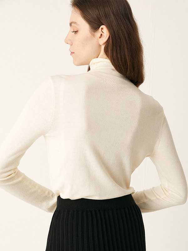 White All-match Stand Collar Bottoming Knit Sweaters