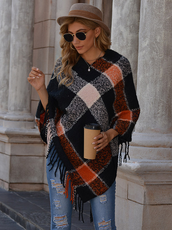 Black V-neck Irregular Fringed Sleeveless Knit Sweaters