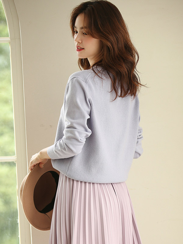 Purple Temperament V-neck Bottoming Knitted Sweaters