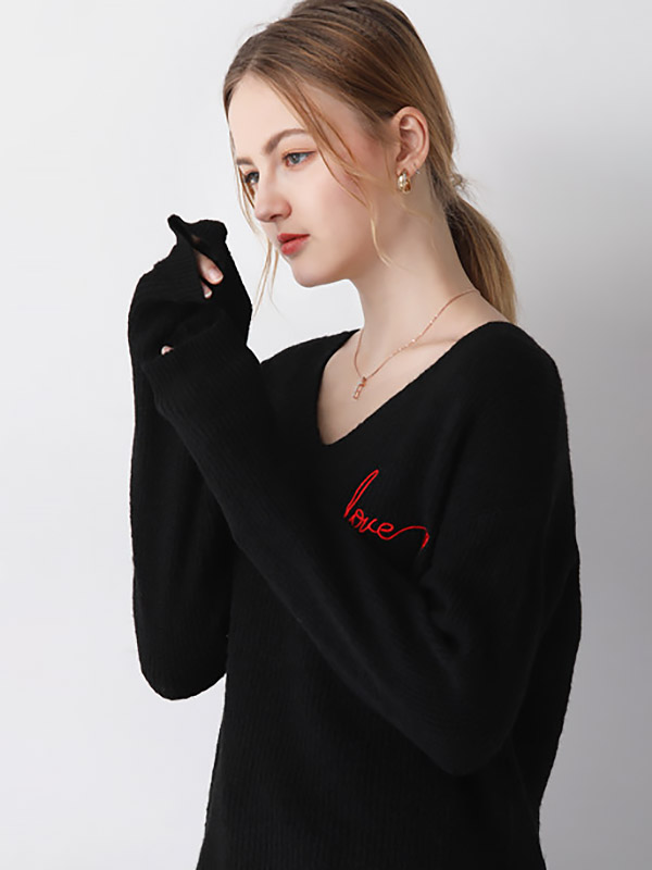 Black Casual Loose Knit Sweater