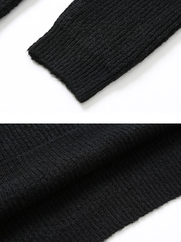 Black Casual Loose Knit Sweater