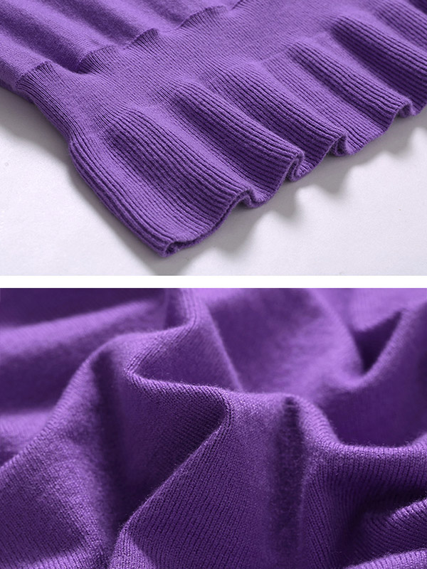 Purple High Neck Slim-fit Sweater