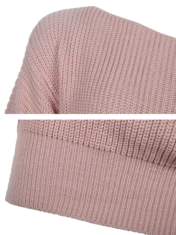 Pink Oversize Long-sleeved Casual Loose Knit Sweater