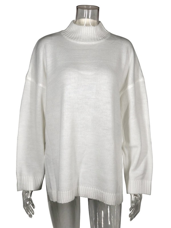 White Loose Oversize Long-sleeved Autumn And Winter Sweater