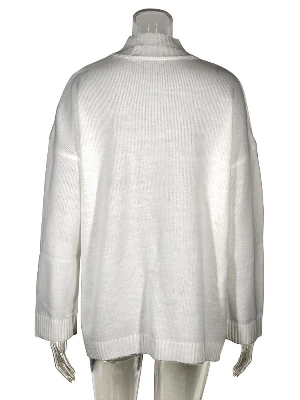 White Loose Oversize Long-sleeved Autumn And Winter Sweater