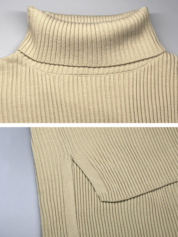 Khaki Oversize High Neck Loose Long Sleeve Sweater