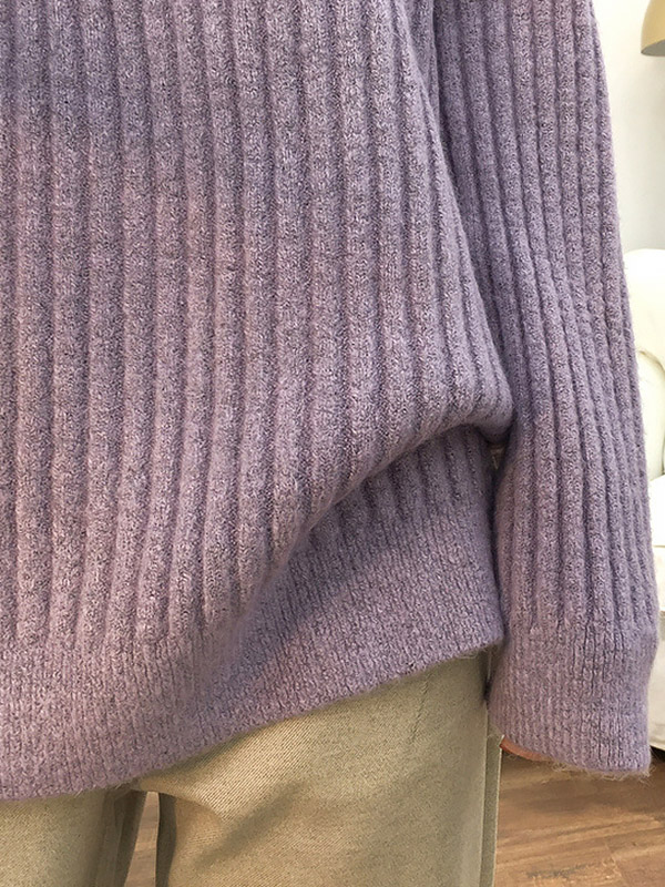 Purple Loose Slouchy Turtleneck Sweater