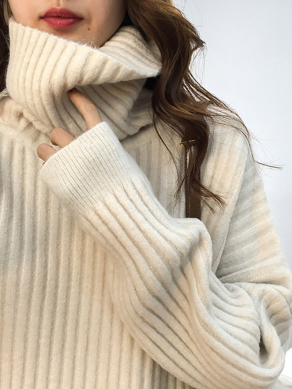 White Loose Slouchy Turtleneck Sweater