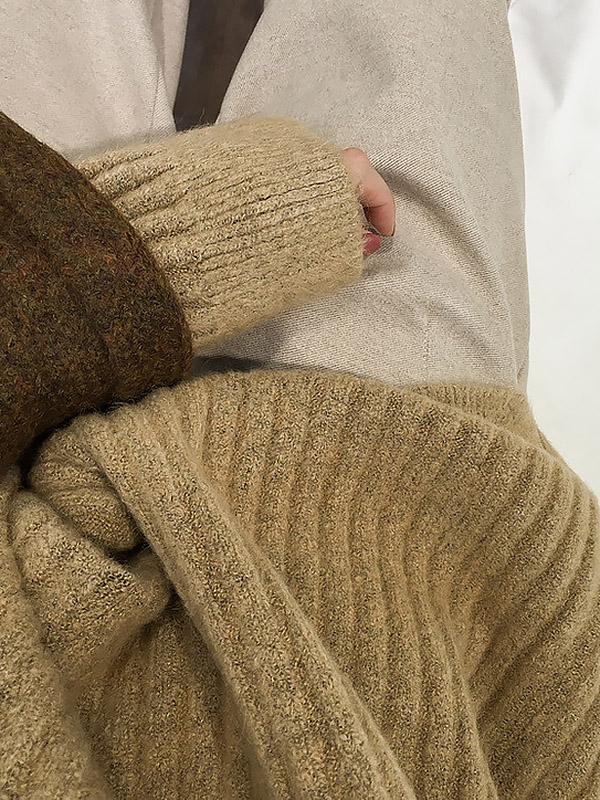 Khaki Loose Slouchy Turtleneck Sweater