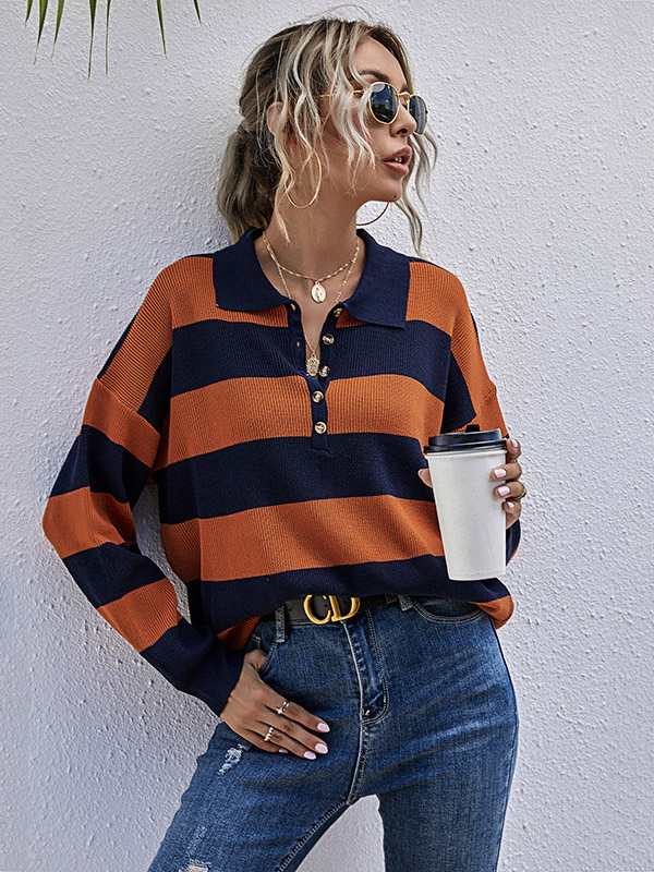 Orange Oversize Loose Long Sleeve Sweater