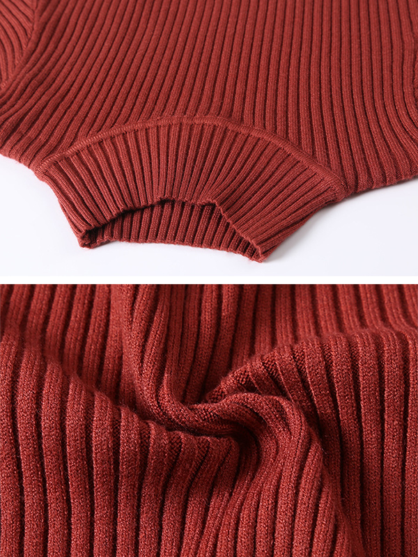 Red Half High Neck Flared Sleeve Warm Sweater