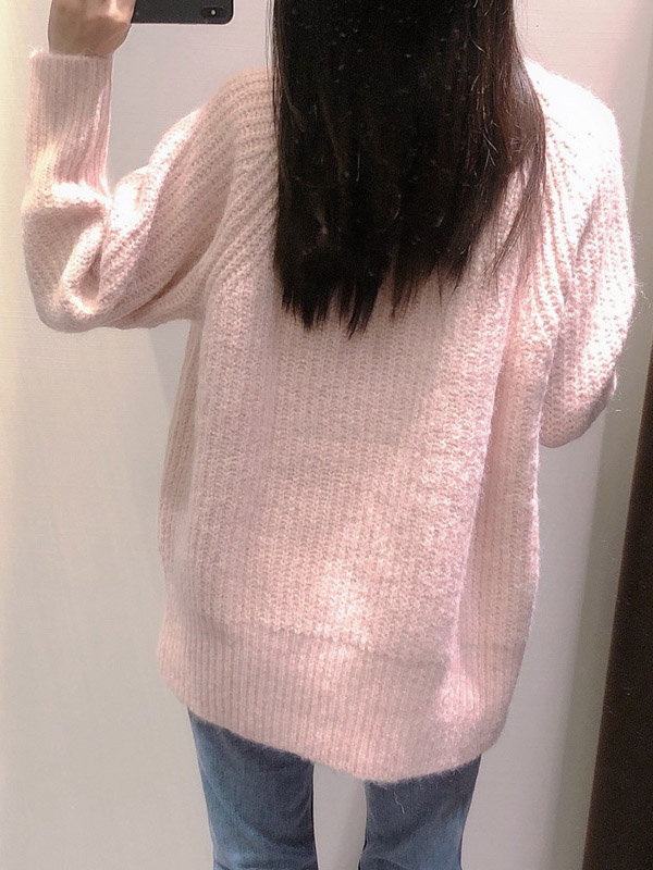 Pink Oversize Loose Stretch Knitted Sweater