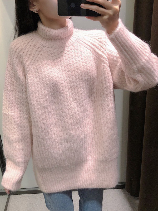 Pink Oversize Loose Stretch Knitted Sweater