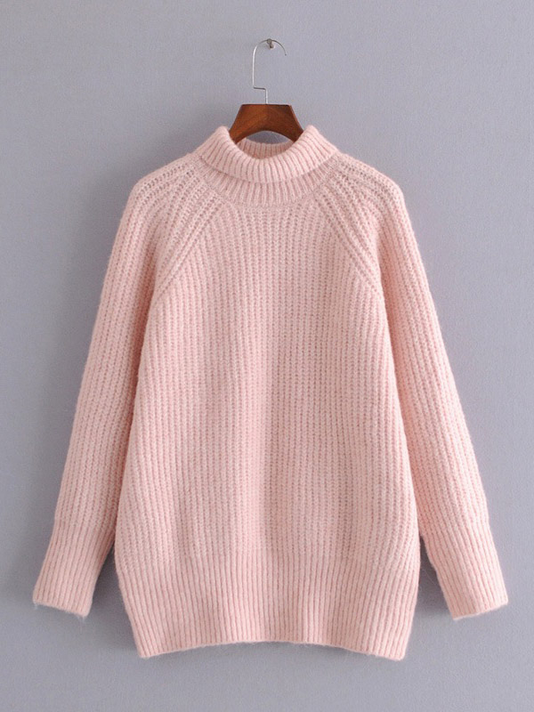 Pink Oversize Loose Stretch Knitted Sweater