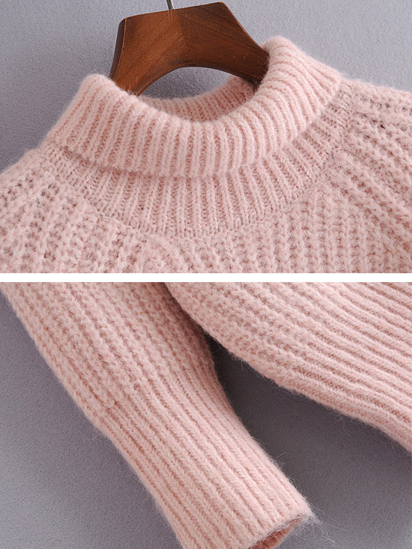 Pink Oversize Loose Stretch Knitted Sweater