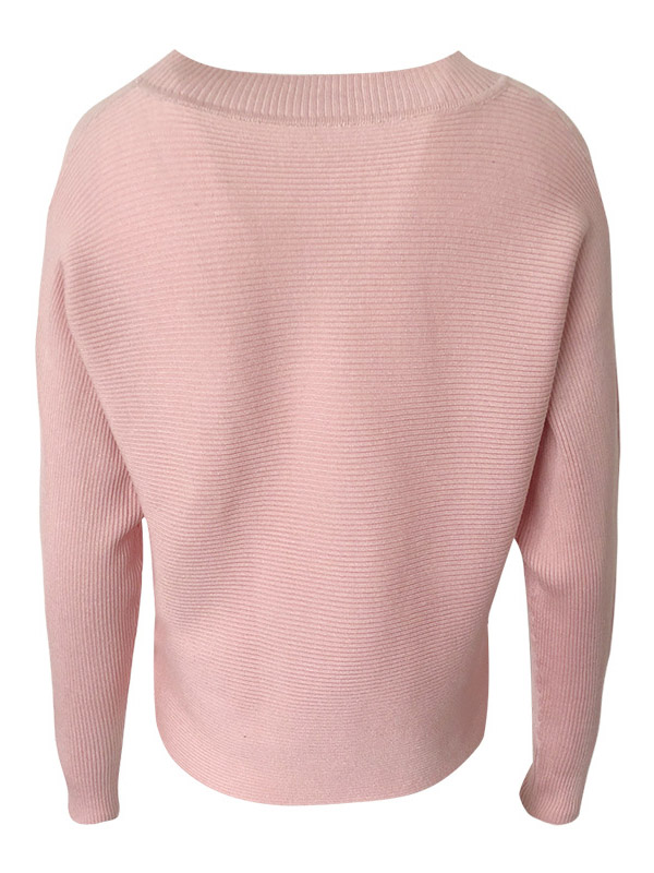 Pink Half High Collar Long Sleeve Knitted Sweater