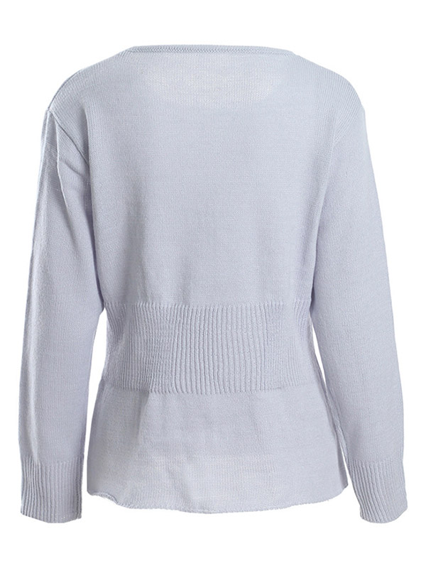 Grey Slim Lace Up Crew Neck Sweater