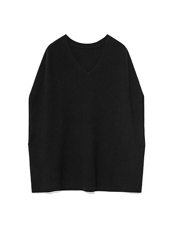 Black V-neck Half Sleeves Oversize Vest