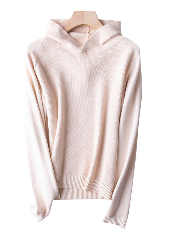 Pink Oversize Long Sleeves Knit Hoodie