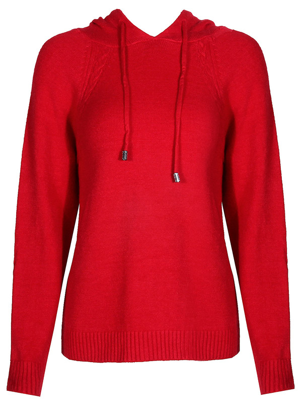 Red Long Sleeves Oversize Fine Knit Hoodies