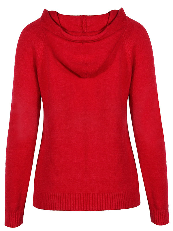 Red Long Sleeves Oversize Fine Knit Hoodies