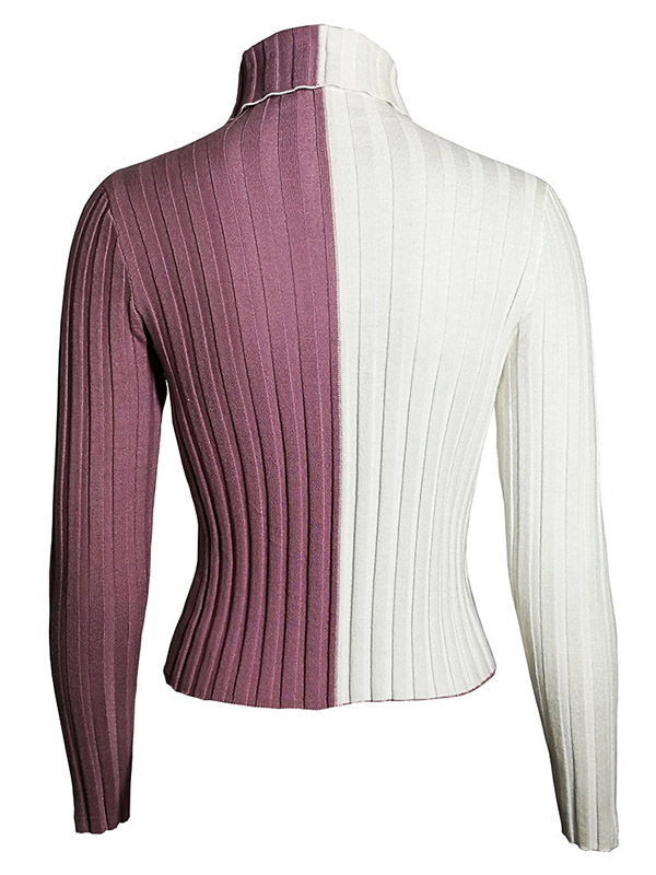 Pink & White Splicing Knit Cropped Tops