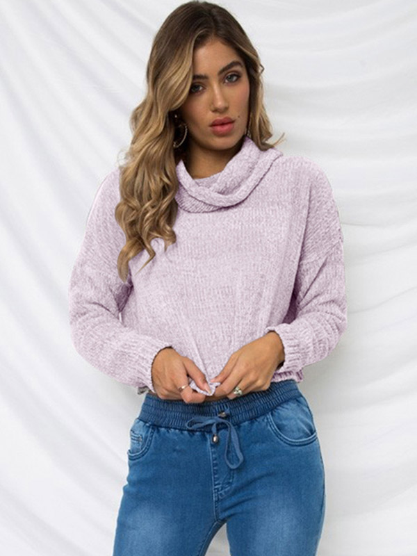 Pink Oversize Heaps Collar Cropped Tops