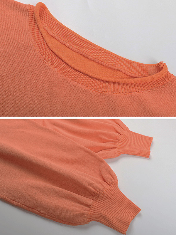 Orange Knitted Sweaters And Shorts Sets