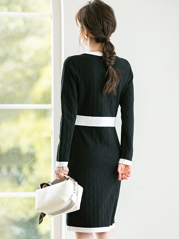 Black Color Block Bodycon Dress