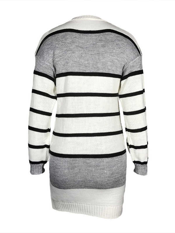 White Striped Sweater Dress