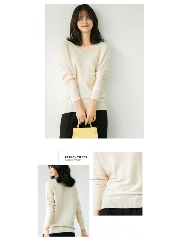 Apricot V Neck Knitted Top