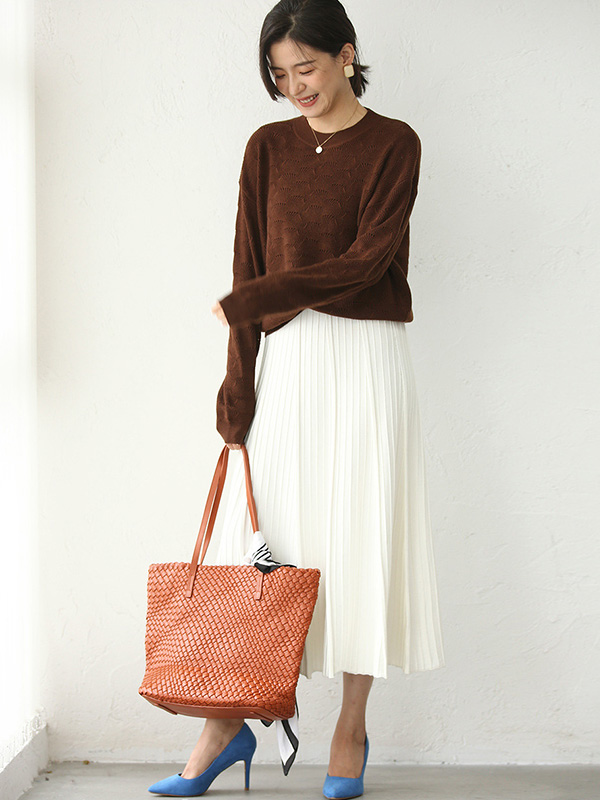 Brown Hollow-out Knitted Top