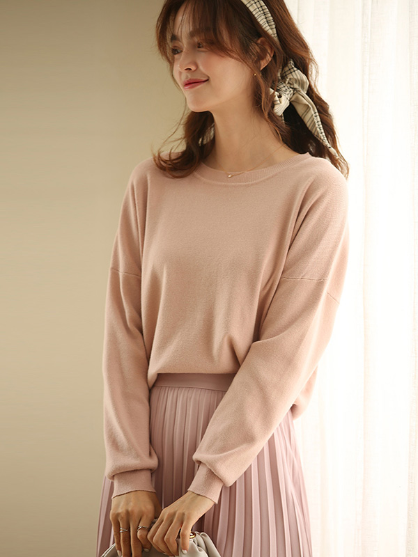 Pink Round Neck Knit Top