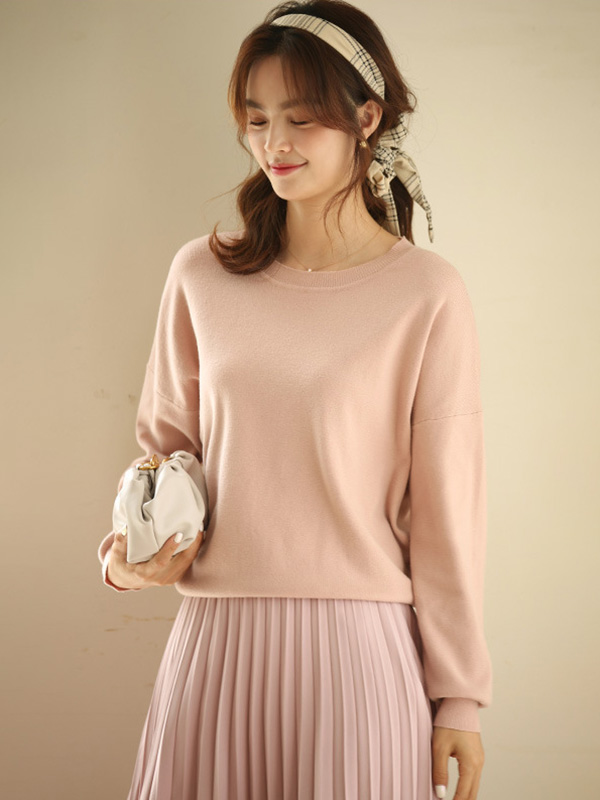 Pink Round Neck Knit Top