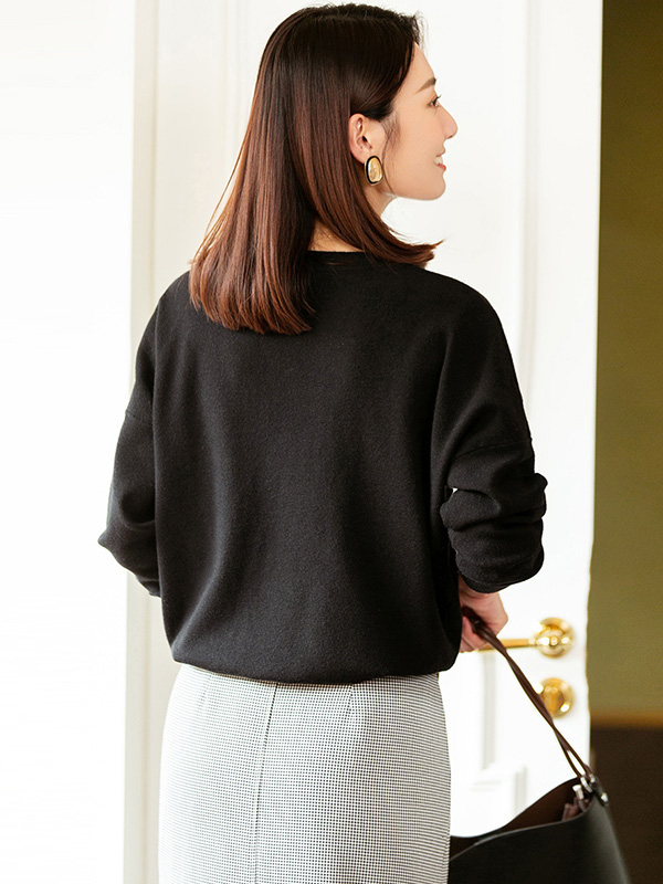 Black Round Neck Knit Top